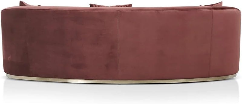 Pixa Homes Pixahomes Modern Curved Velvet Sofa with Gold Base - Beige, 3-Seater (210cm) - Image 3